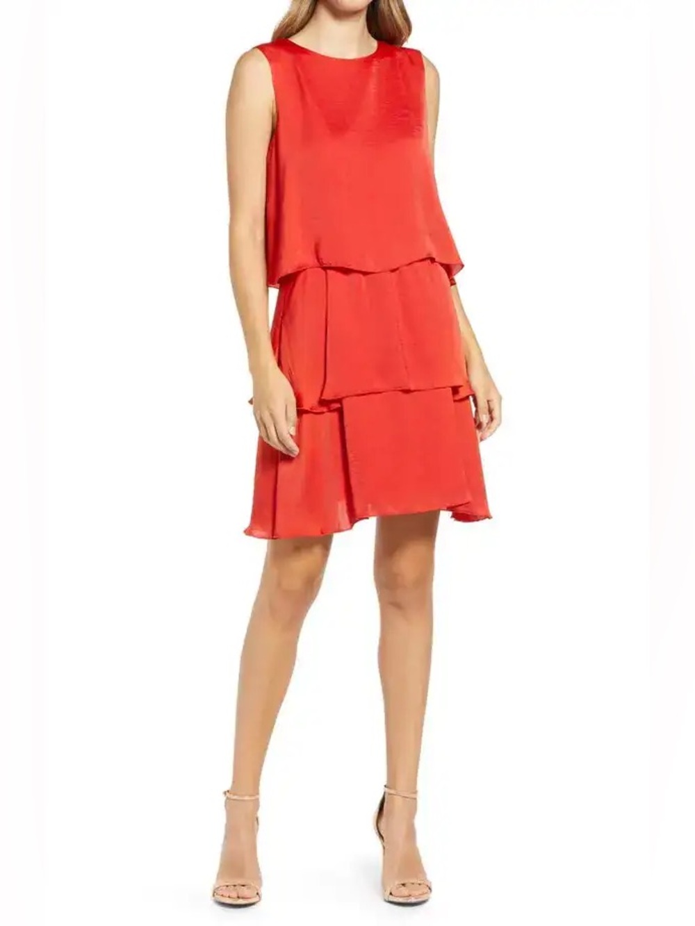 Sam Edelman Red Tiered Sleeveless Shift Dress Size 2